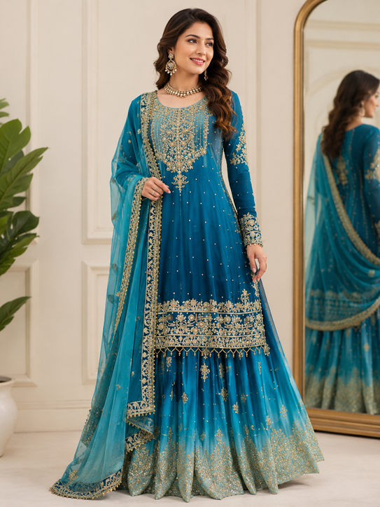 Havy Chinon Blue Designer Suit