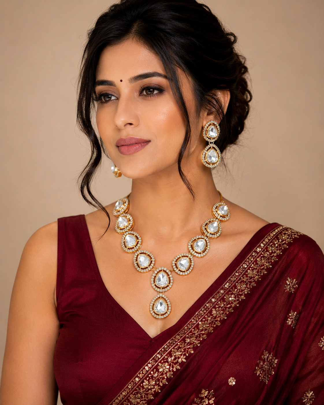 Premium gold-tone metalwork Neckpiece