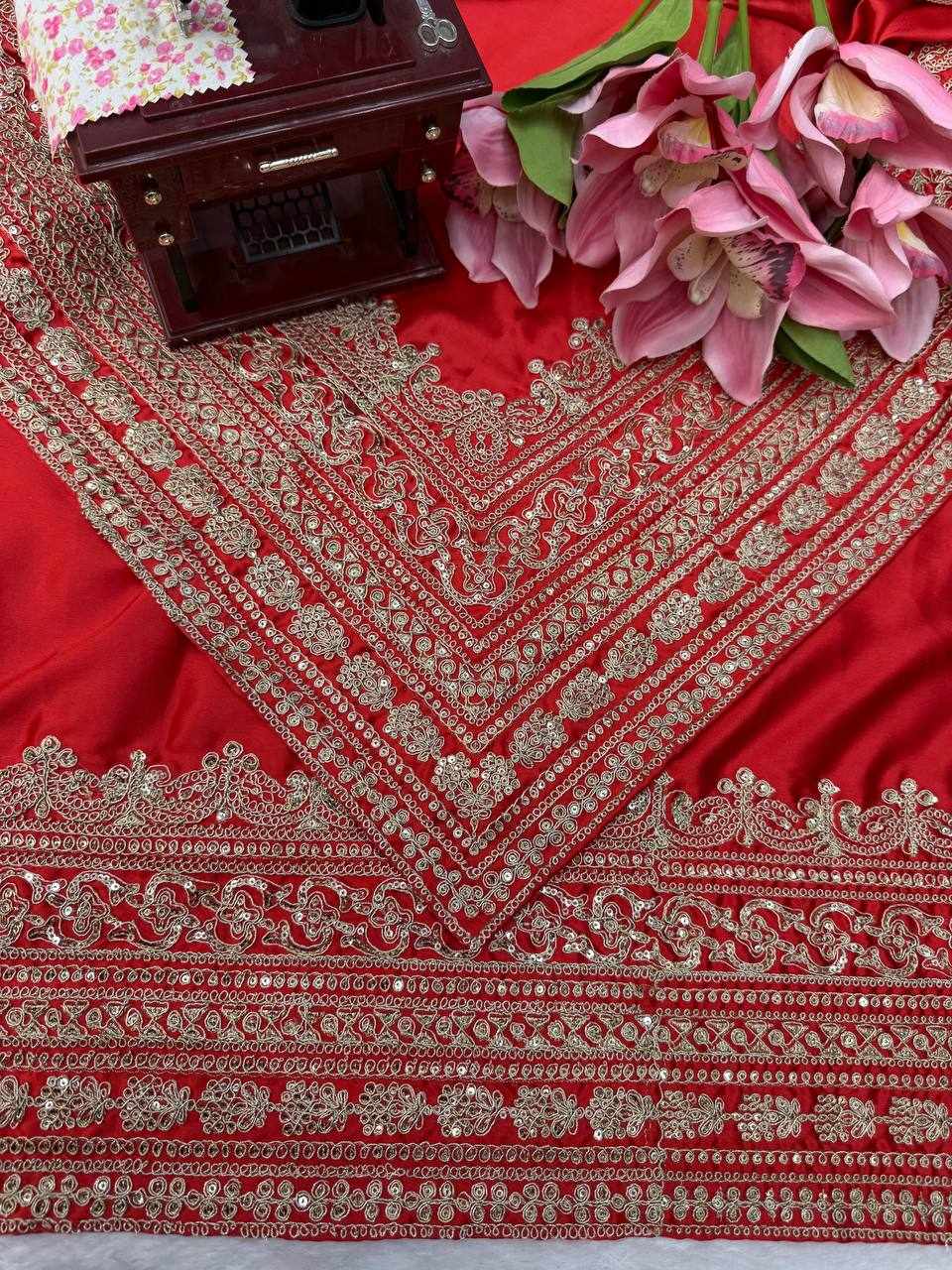 Royal Red Banarasi Silk Saree with Heavy Golden Zari Border