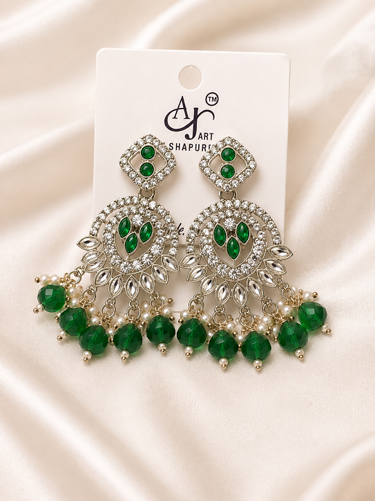 Emerald Stone Chandbali Earrings