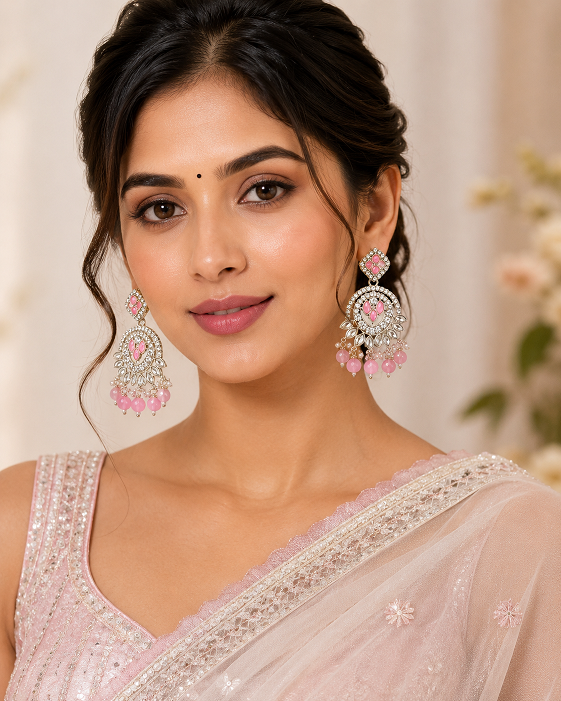 Blush Pink Chandbali Earrings
