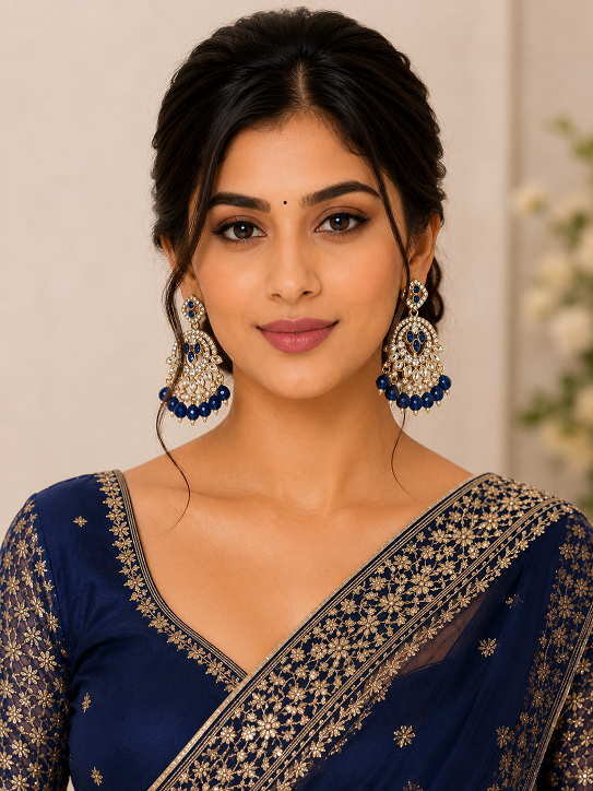 Royal Blue Chandbali Earrings