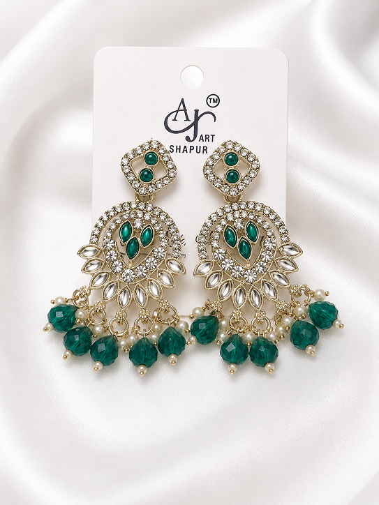 Teal Green Chandbali Earrings