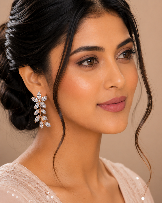 Elegant Crystal Floral Drop Earrings
