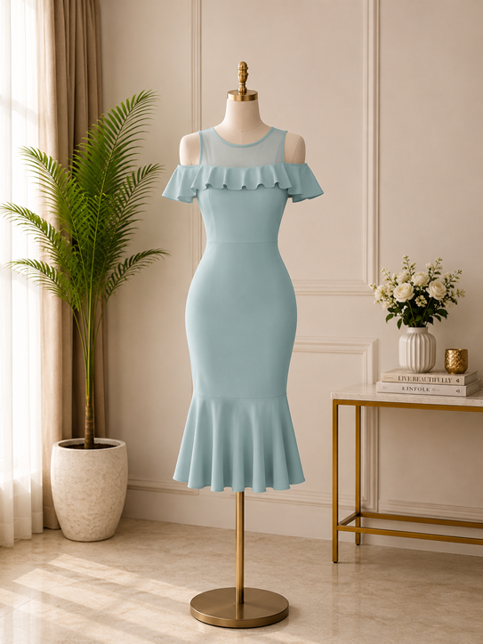 Women's Knitting stretchable Solid Round Neck Sleeveless Dress (Pista ) BSB71NYYYP_D_1429_Pista_L