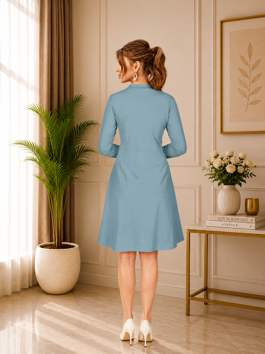 Women's Knitting stretchable Solid Round Neck Full Sleeve Dress (Pista) BSB71NYYYP_D_589_Pista_L